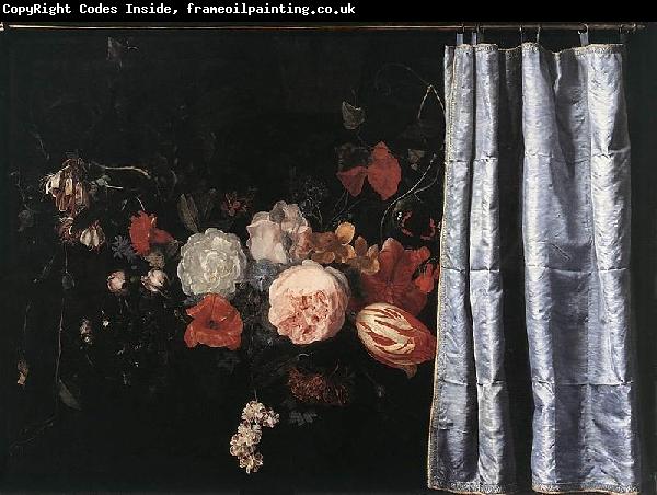 Adriaen van der Spelt Flower Still-Life with Curtain